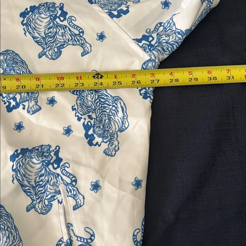 Blue and White Tiger Print Men's Jacket - Picture 9 of 10